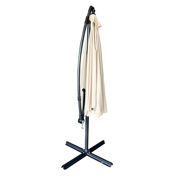 Haveparasol stor foldbar parasol med arm 290 cm beige
