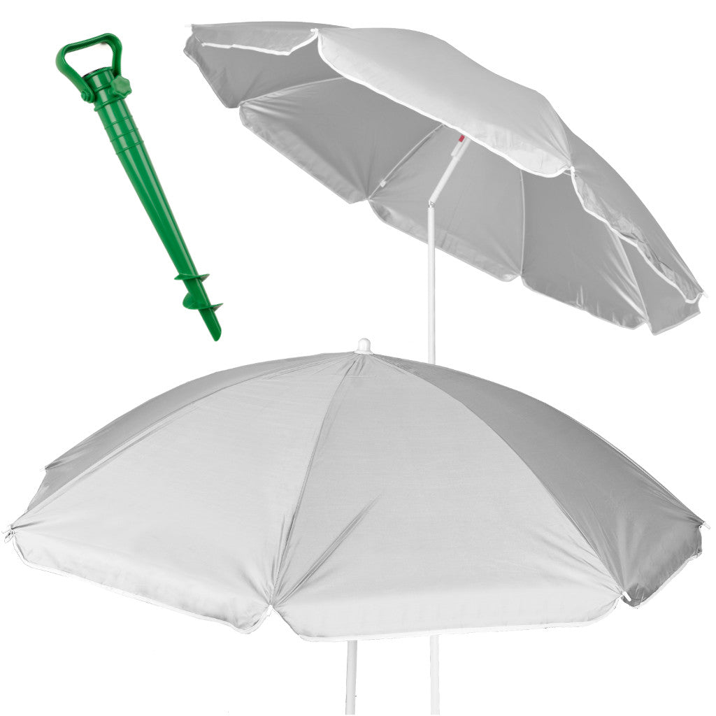 Justerbar, brudbar, foldbar parasol til stranden, UV-belysning, grå, 150 cm