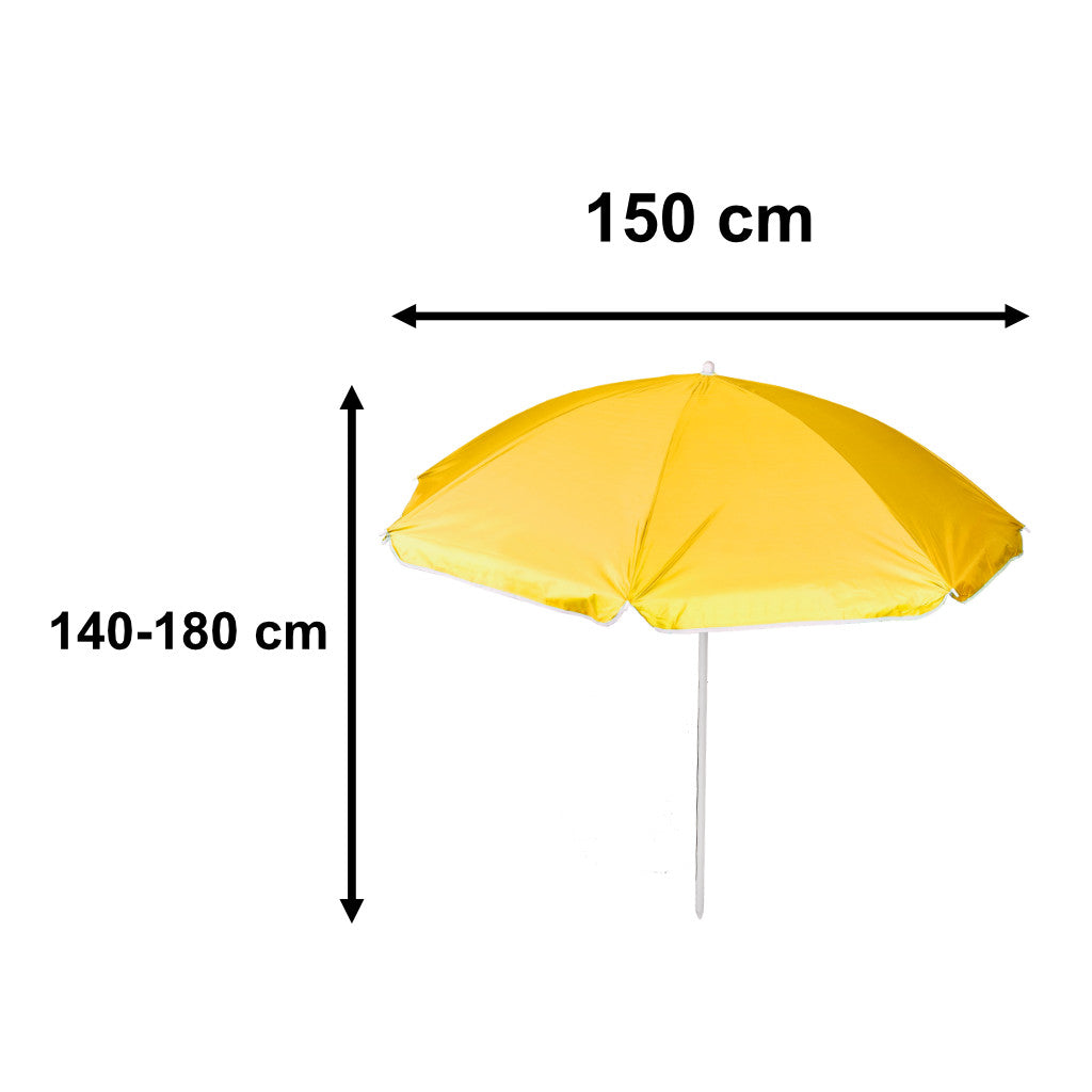 Justerbar, knækkelig, foldbar UV-parasol 150 cm gul
