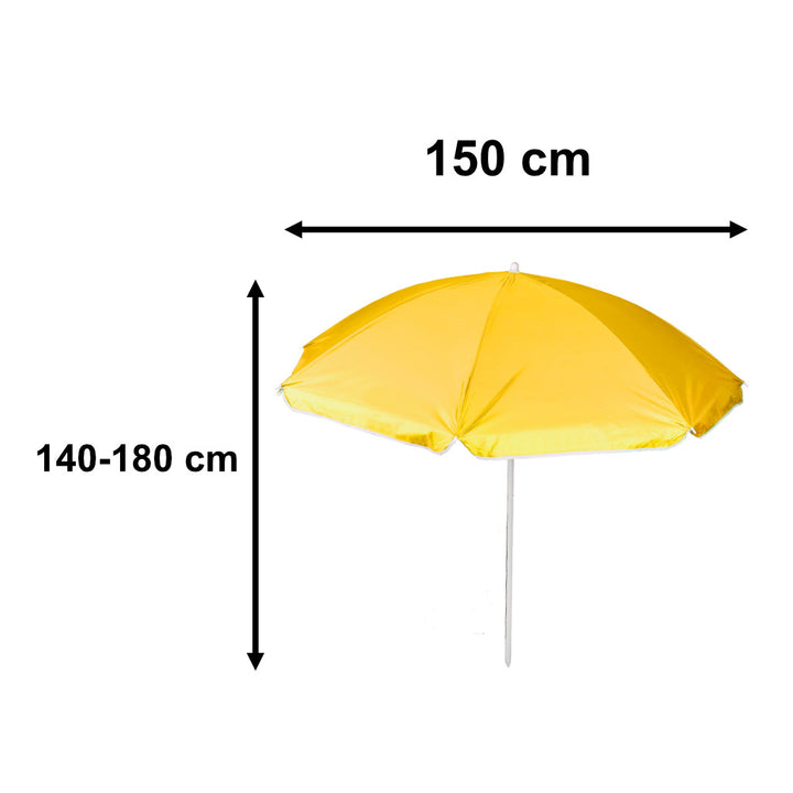 Justerbar, knækkelig, foldbar UV-parasol 150 cm gul
