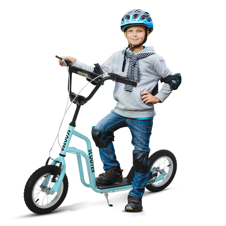 Børne scooter styr justerbart scooter kick scooter city scooter børne scooter kickboard med pneumatiske dæk 12 tommer fra 5 år blå 120 x 58 x 75-80 cm