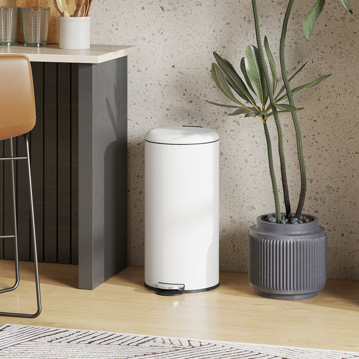 Skraldespand 30l, pedalspand, klik-på-låg, pedal, pletbestandig, cremehvid