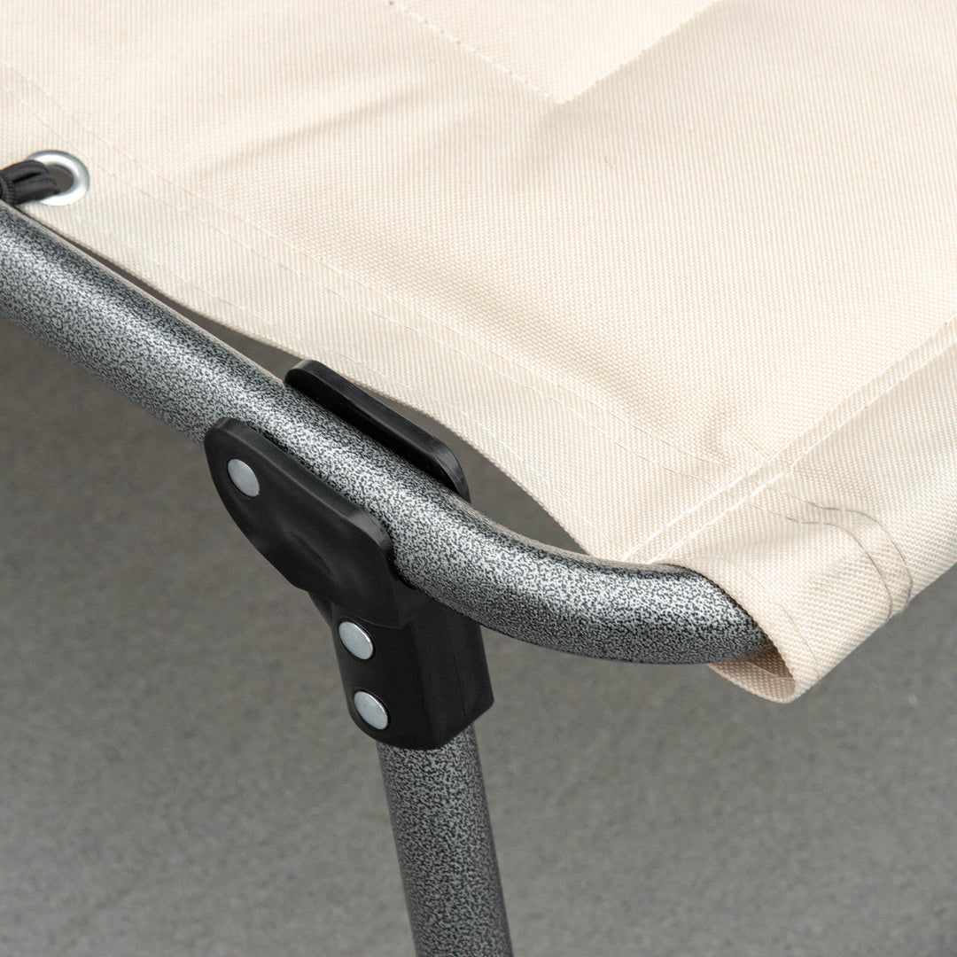 Solseng, foldbar haveliggestol, foldbar liggestol med hynde, 5-positions ryglæn, Oxfordstof, 188 x 57 x 30 cm, beige