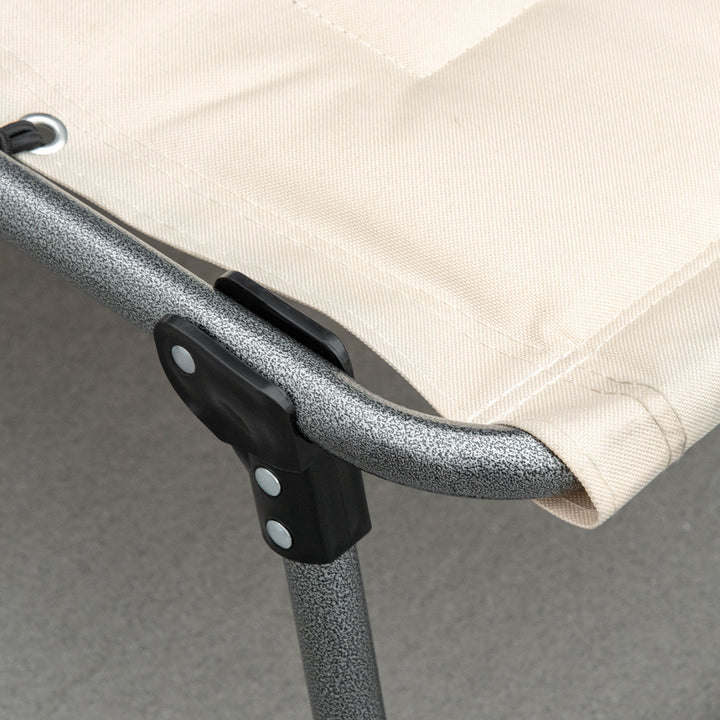 Solseng, foldbar haveliggestol, foldbar liggestol med hynde, 5-positions ryglæn, Oxfordstof, 188 x 57 x 30 cm, beige