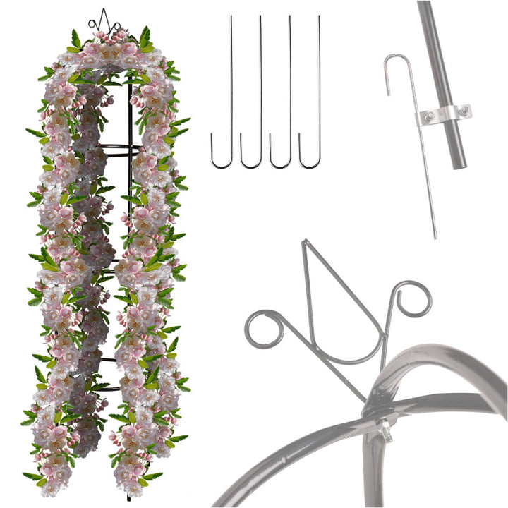 Havepergola søjlestang klokkestativ til roser klatreblomster metal 195 cm