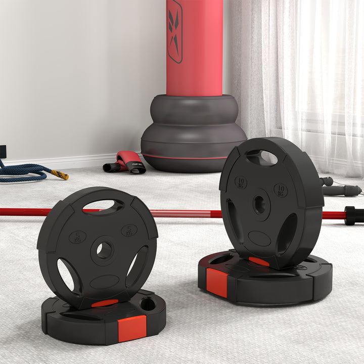4-delt vægtskivessæt til træning, fitnesscenter, hjemmetræning, styrketræning, 2 x 10 kg og 2 x 5 kg, sort