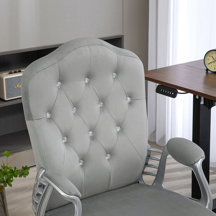 Kontorstol, gyngefunktion, højdejusterbar, fløjlslook, op til 120 kg, lysegrå