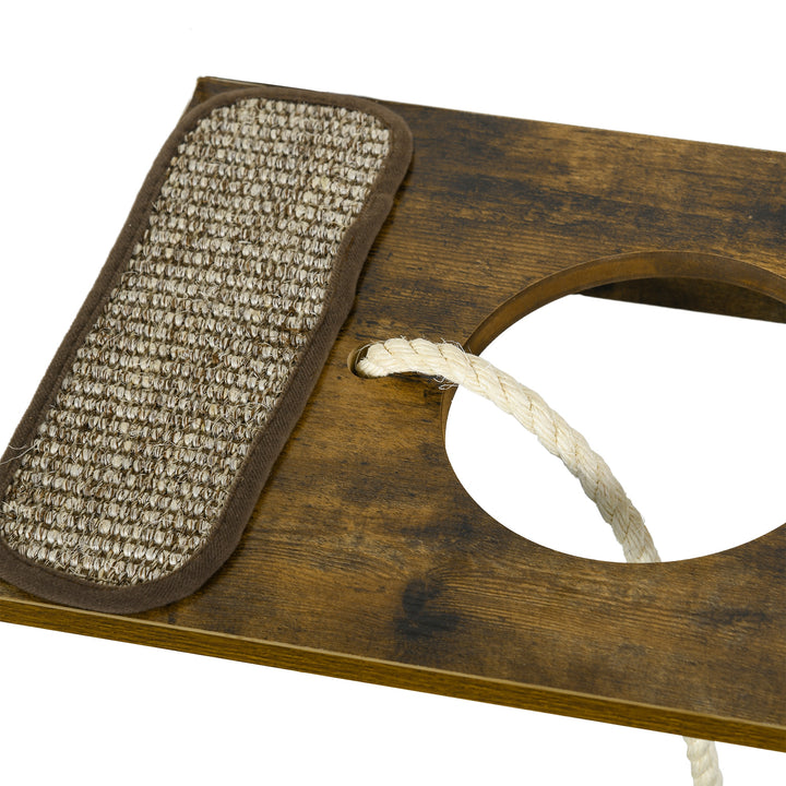 Kattetrappesæt, klatrevæg, 8 dele, op til 8 kg, robust, brun/cremehvid