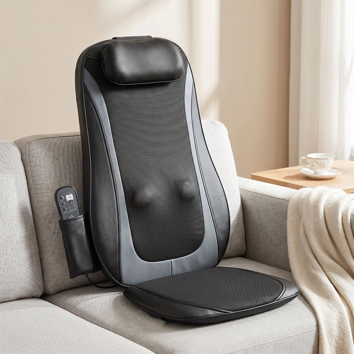 Shiatsu-rygmassager med varme, dybdegående massage og 3-niveau sædevibration, massageapparat til rygsmerter