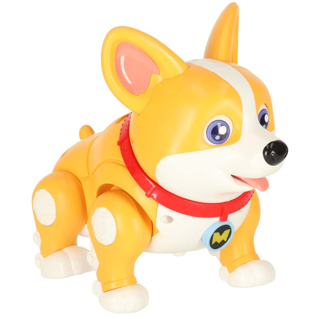 Hund interaktiv robot med Corgi, glødende ører og musik