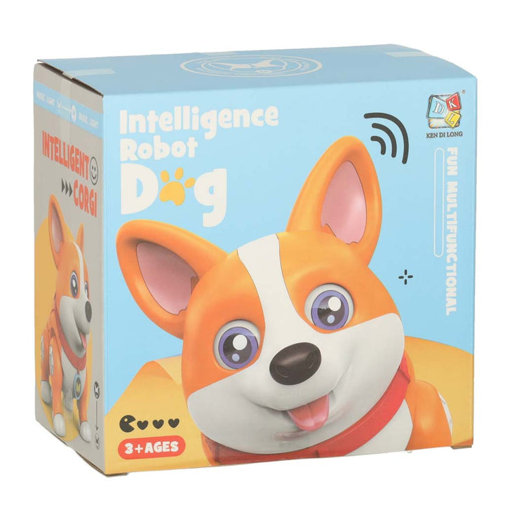Hund interaktiv robot med Corgi, glødende ører og musik