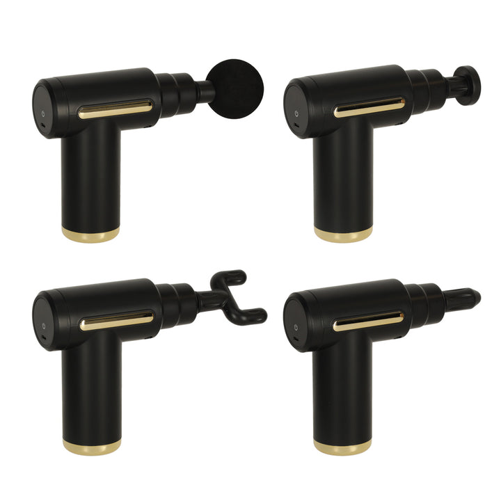 Massagepistol med 4 ender, sort