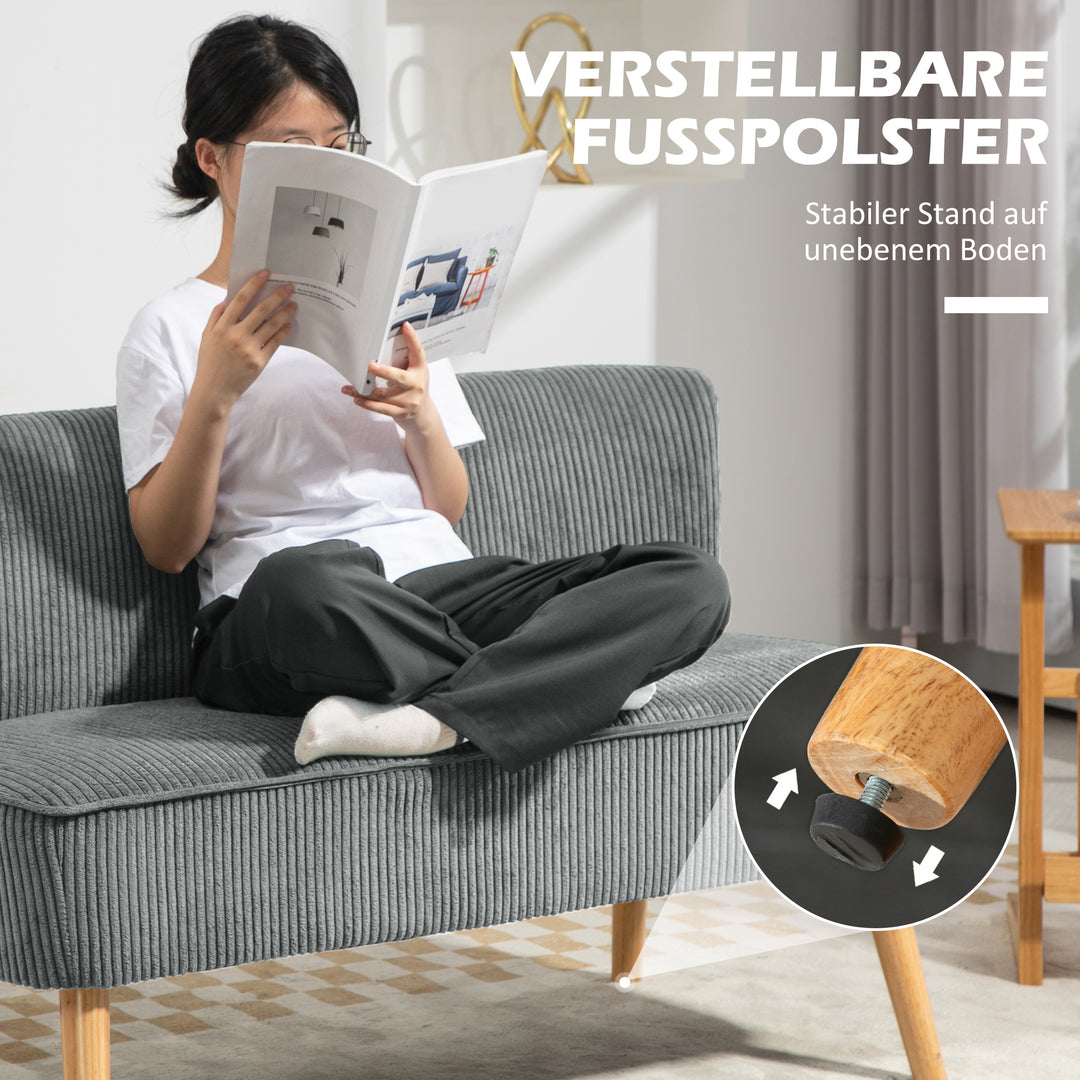 2-Personers polstret sofa, træ, fløjl polyester, skum, 117 x 56,5 x 77 cm, grå