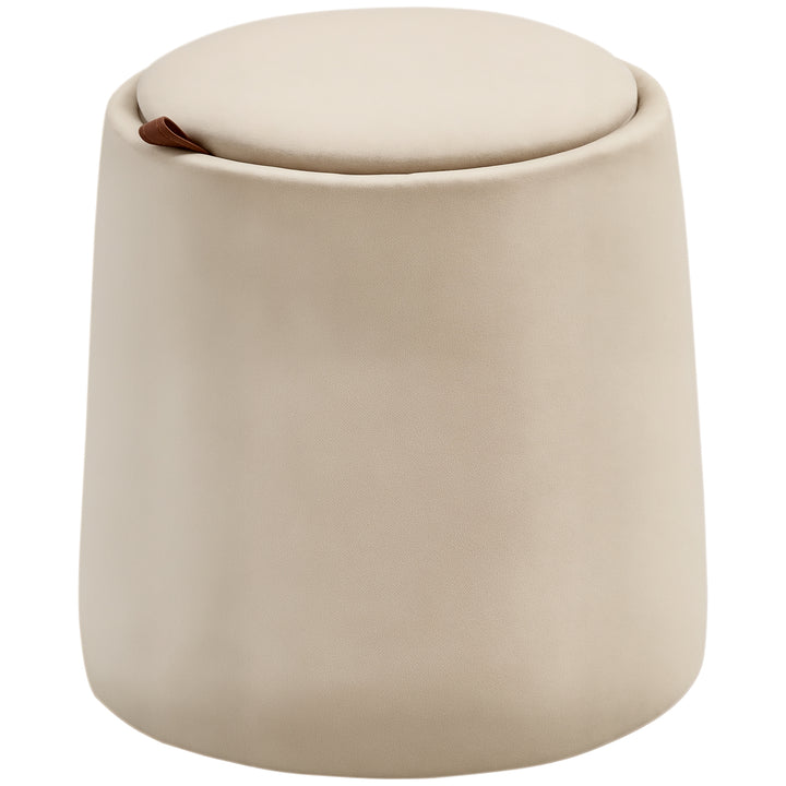 2-I-1 fløjlsskammel med opbevaring og aftageligt låg ø44 cm x 47,5 cm beige