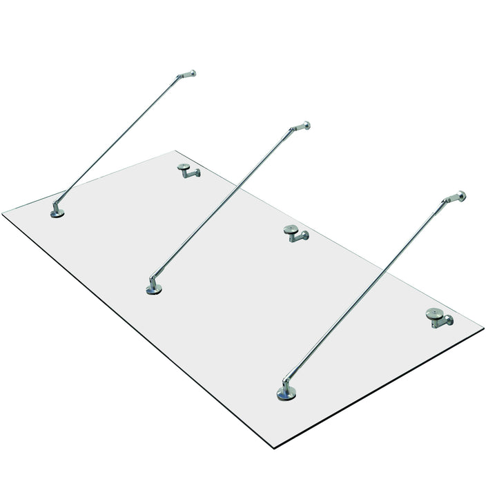 Baldakin glas baldakin dørbaldakin hærdet glas (esg) rustfrit stål klar glas (200x90cm) (l)