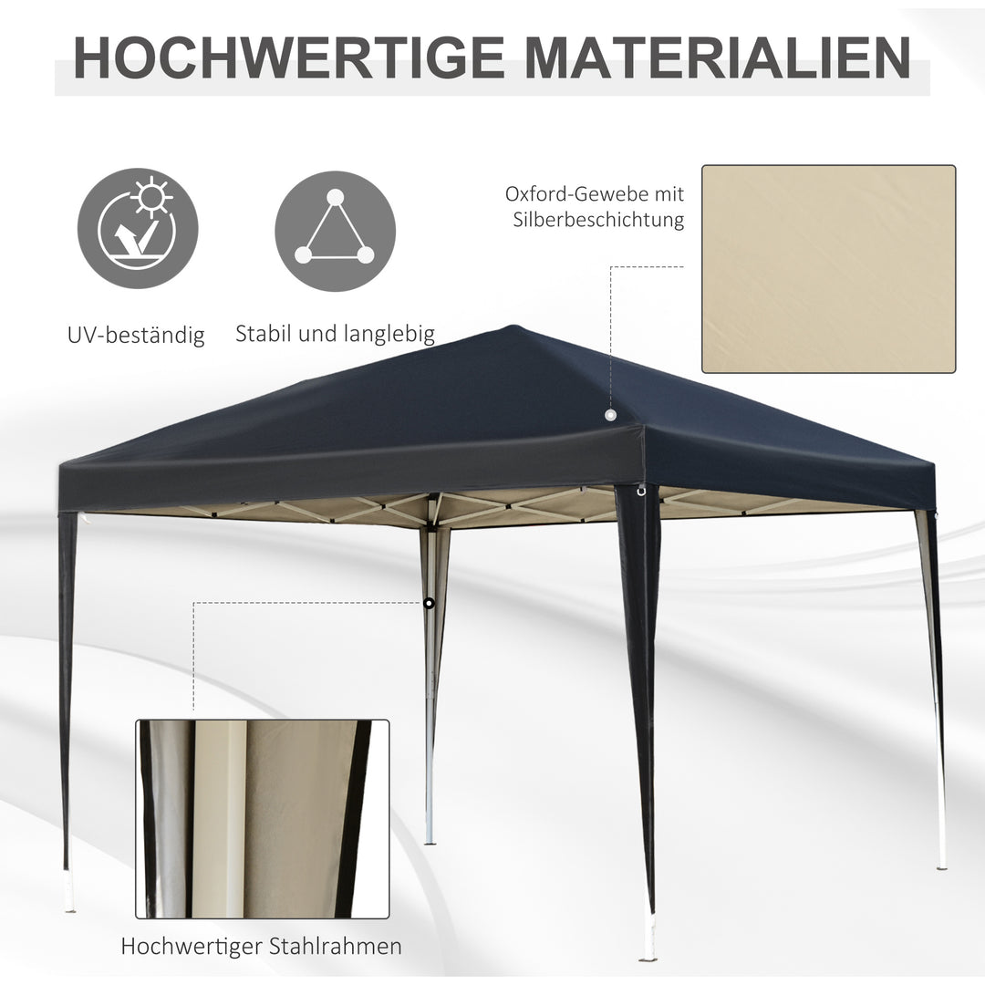 Pavillon, 2,95 x 2,95 m Pop-up foldbar pavillon, havepavillon, festtelt, UV-beskyttelse, stål + oxfordstof, sort