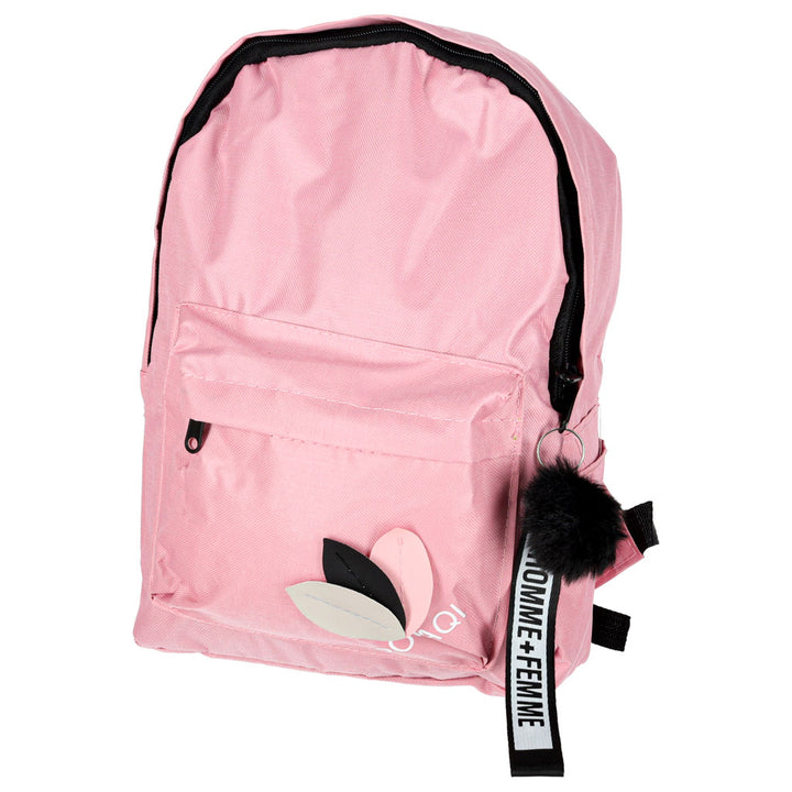Ungdoms skolerygsæk med enkelt rum, lyserød