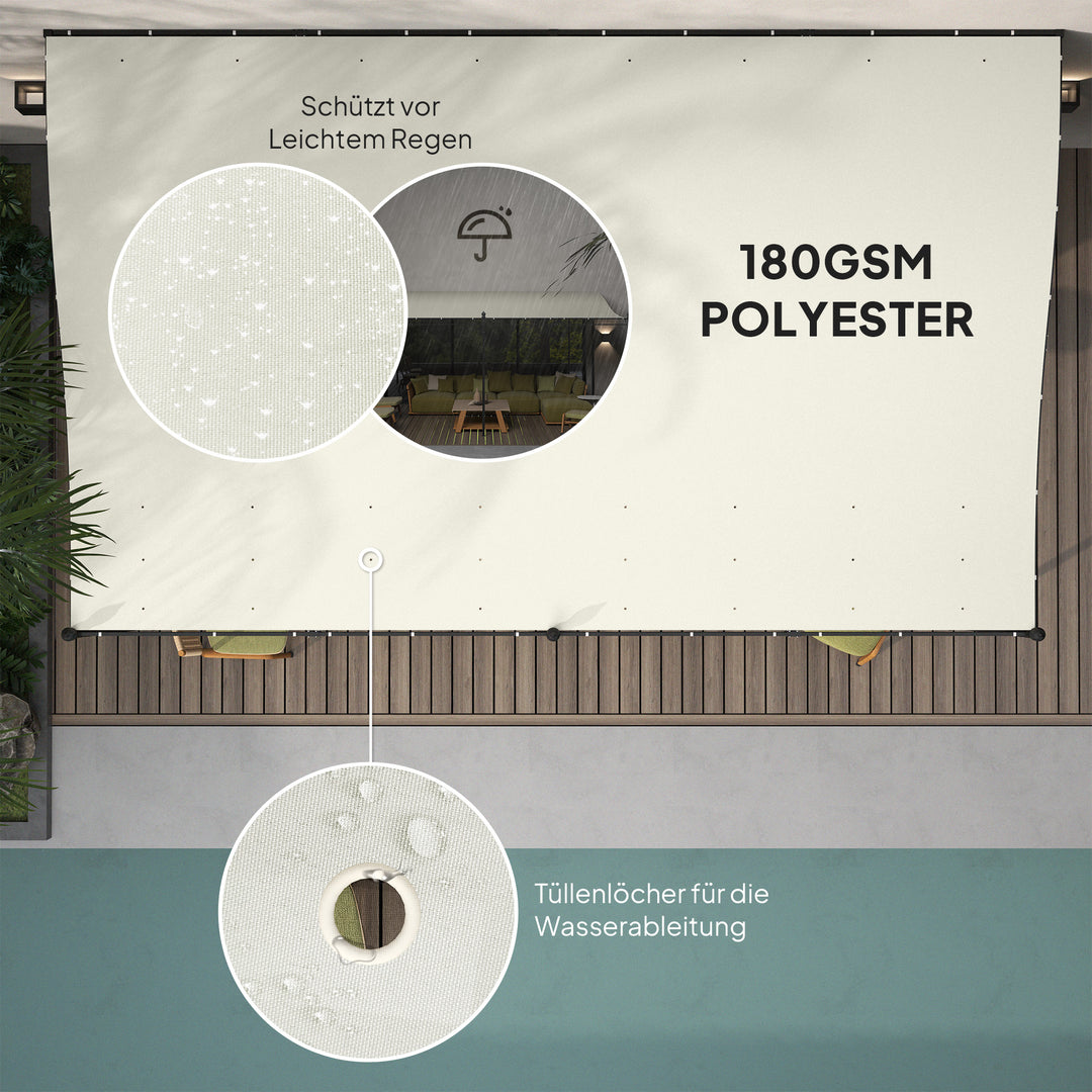 3 X 5 m pergola, fleksibelt havetag med vandtæt presenning og metalramme, skygge, cremehvid