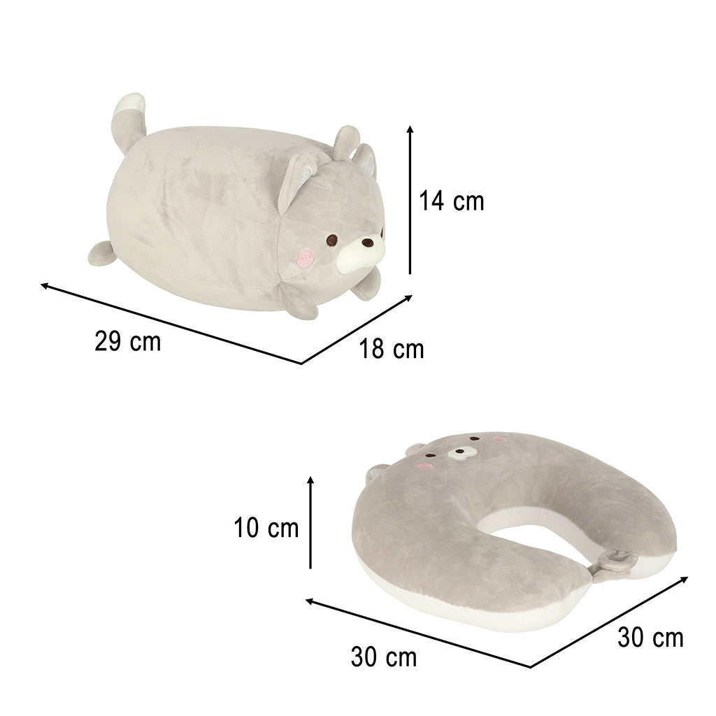 Rejsepude 2-i-1 halscroissant til fly, bil, maskot, kat