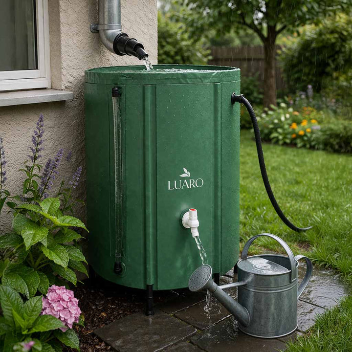 Container til regnvandstank med hane, foldbar regnvandstønde 500 liter