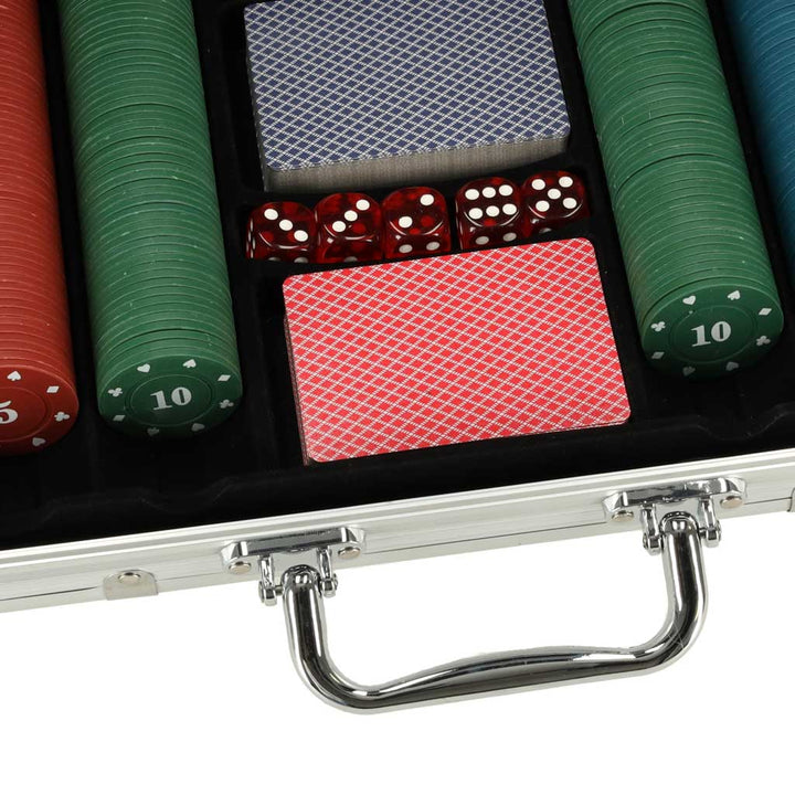 Pokerspilsæt i etui med 500 chips og 2 sæt kort.