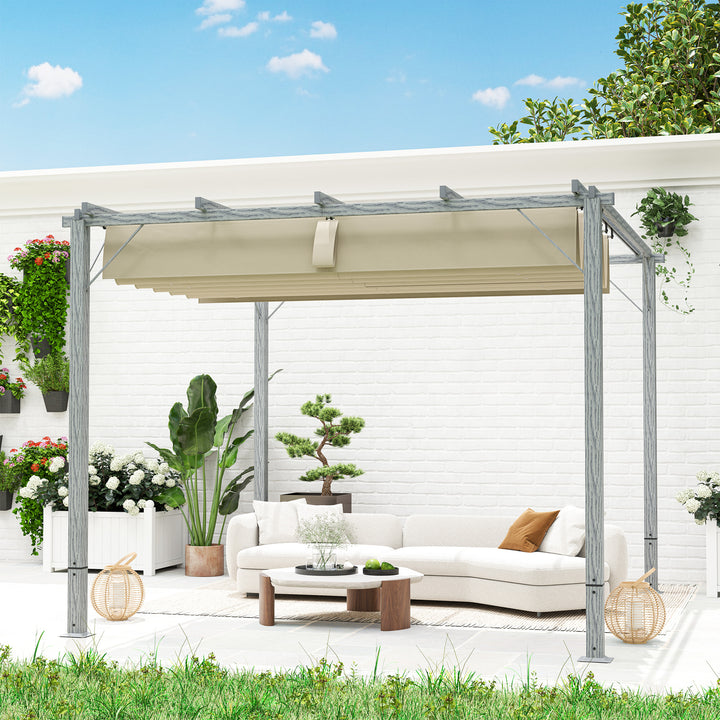 3 X 3 m havepergola, justerbart terrassetag, aluminiumsramme, upf 30+ solbeskyttelse, grå