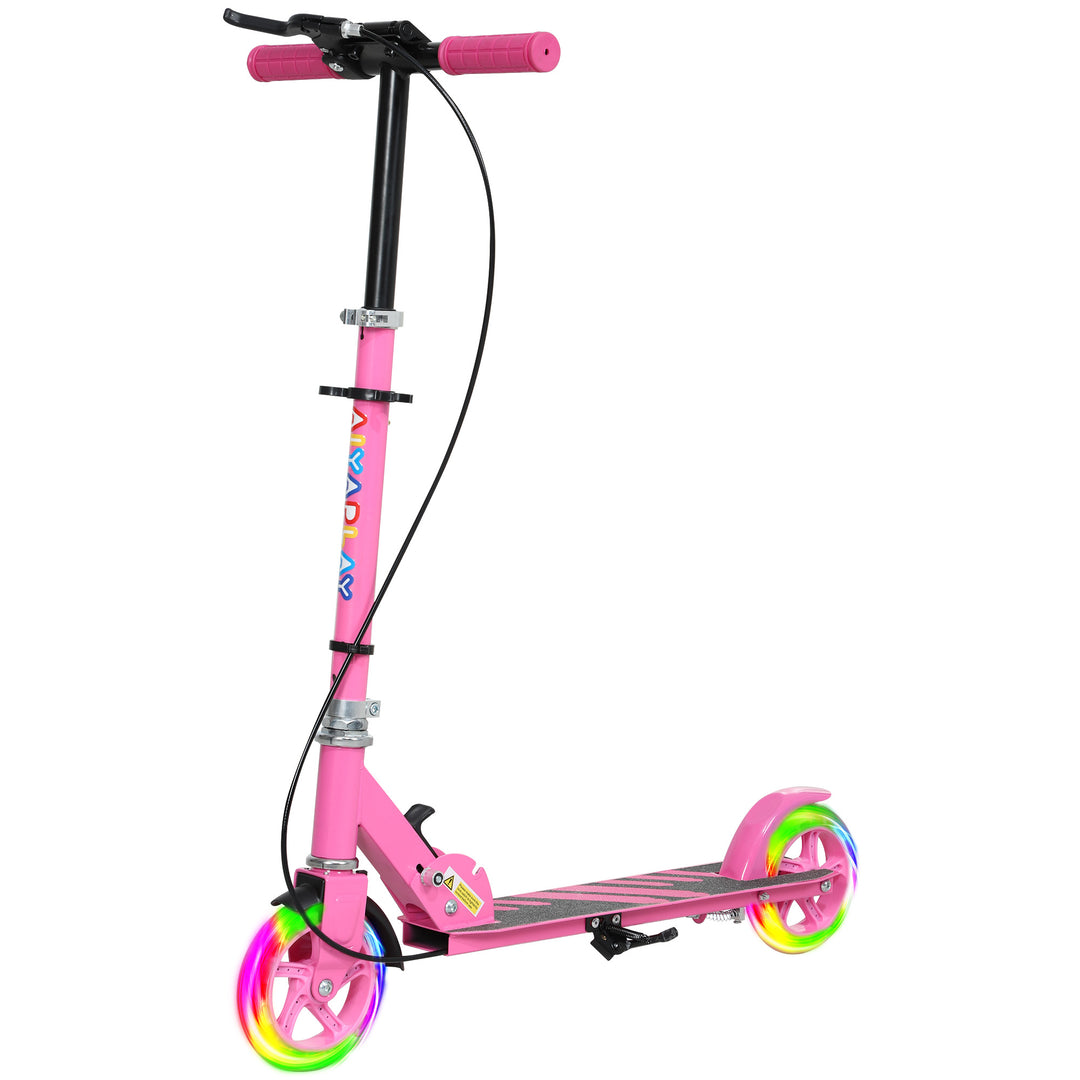 Børnescooter, dobbeltbremser, metalstel, fodstøtte, foldbar, 3-8 år, pink