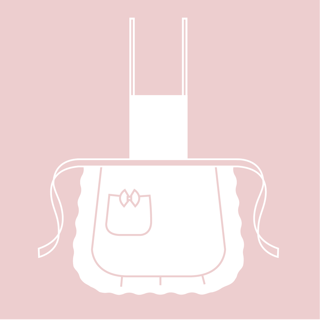 Forklæde til kvinder med beige flæse, lomme og i genbrugsstof, Nord Wings kollektion