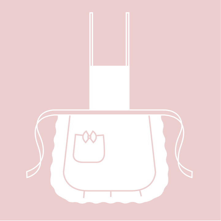 Forklæde til kvinder med beige flæse, lomme og i genbrugsstof, Nord Wings kollektion