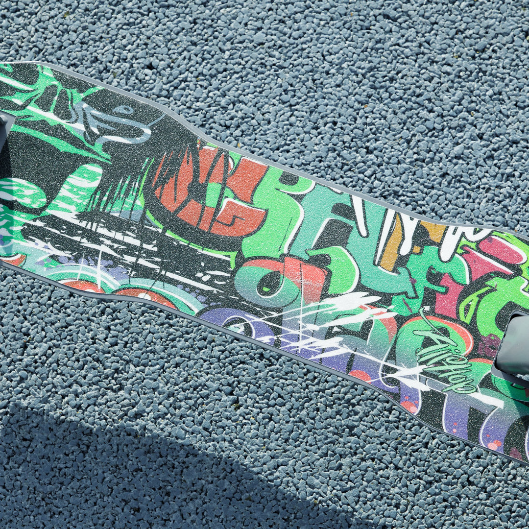 Løbehjul, højdejusterbar, baghjulsbremse, foldbar, 100 kg lasteevne, grøn