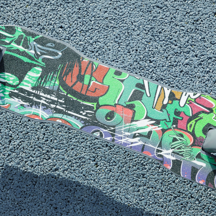 Løbehjul, højdejusterbar, baghjulsbremse, foldbar, 100 kg lasteevne, grøn