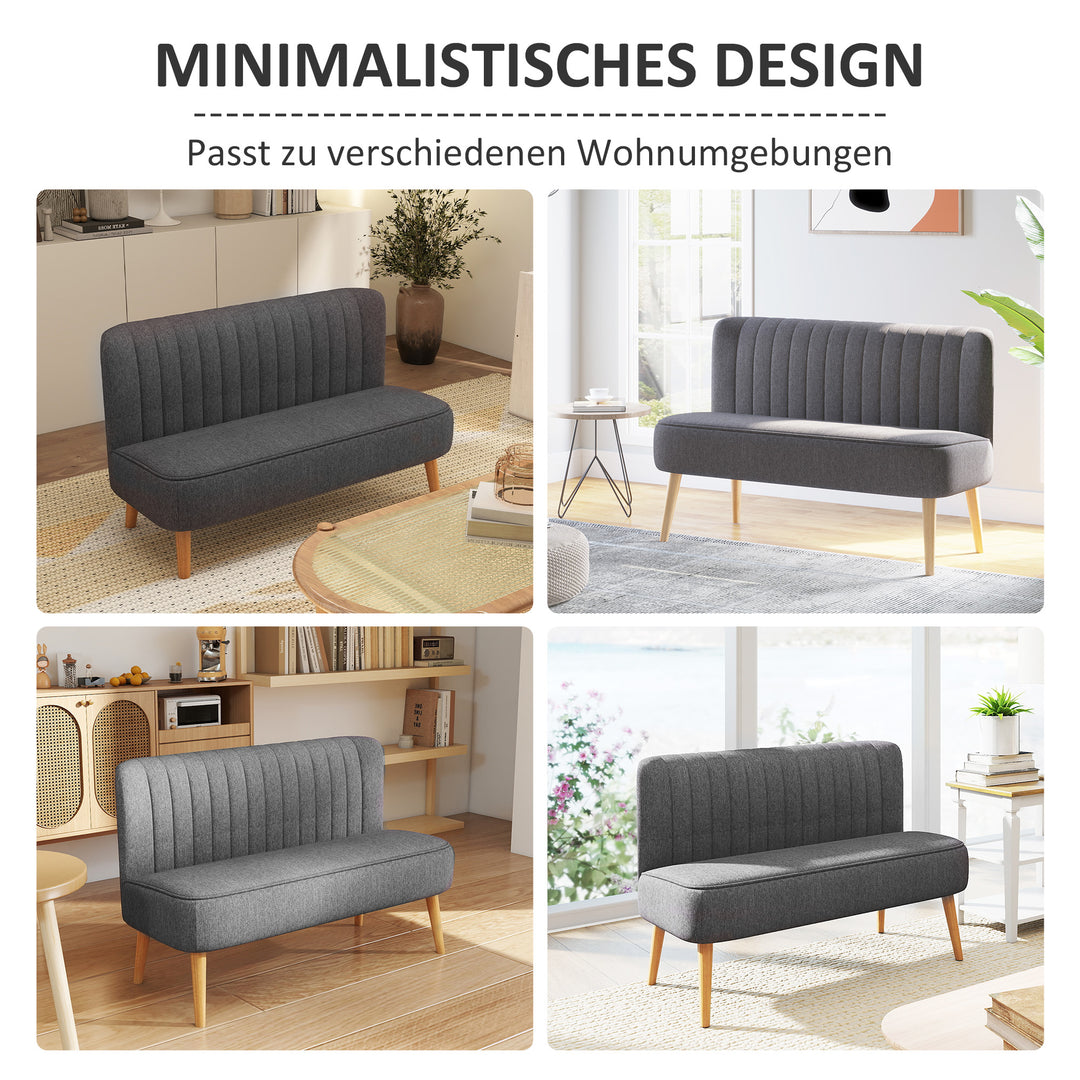 2-Personers sofa, blød polstring, letplejeligt betræk, op til 150 kg, 117 x 56,5 x 77 cm, lysegrå