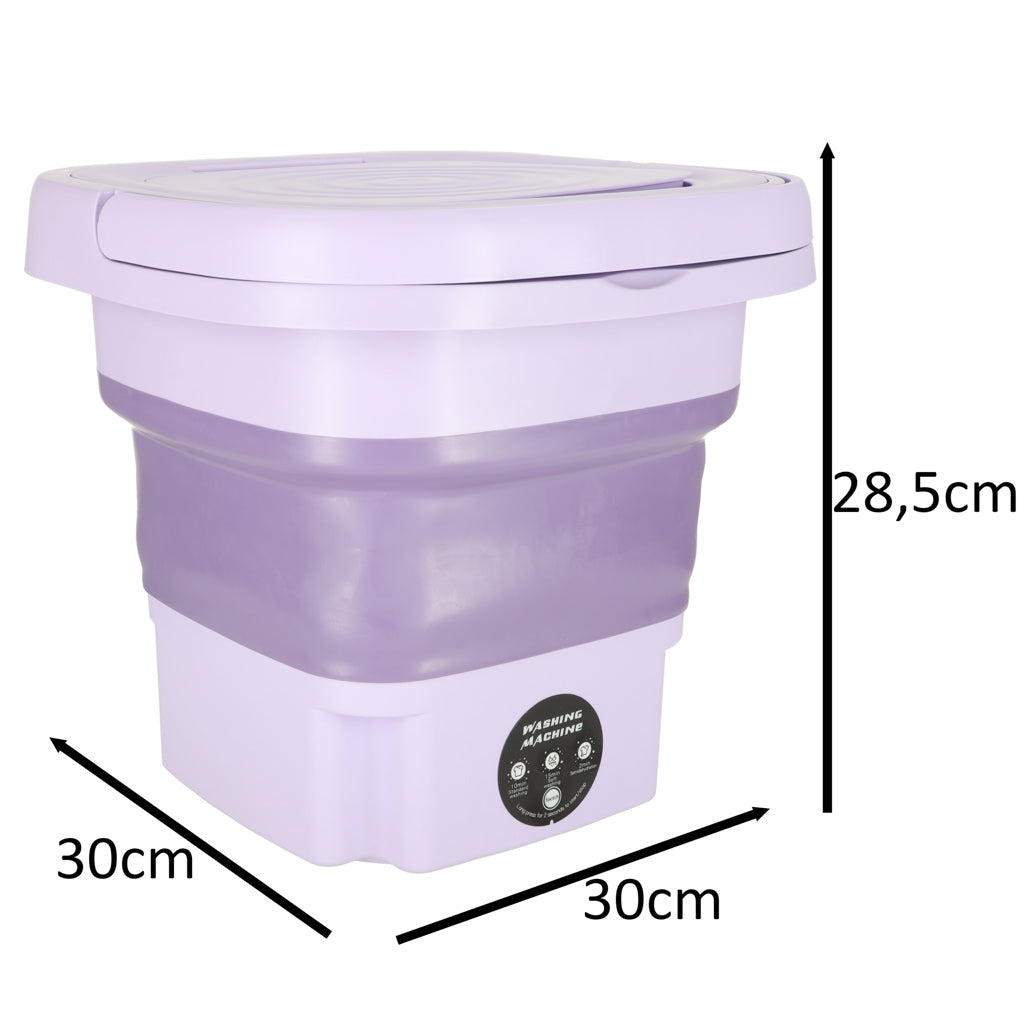 Mini foldbar bærbar vaskemaskine 12L lilla