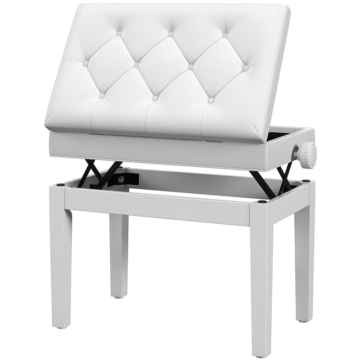 Højdejusterbar klaverbænk med opbevaringsplads, 54,5x33x48-58cm, hvid
