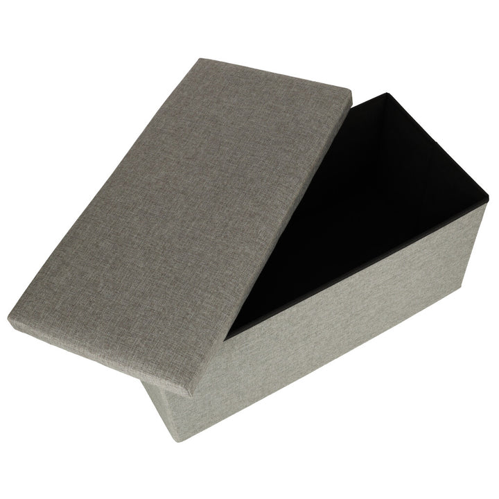 Sammenklappelig puf med opbevaringsrum grå stor 76x38x38cm
