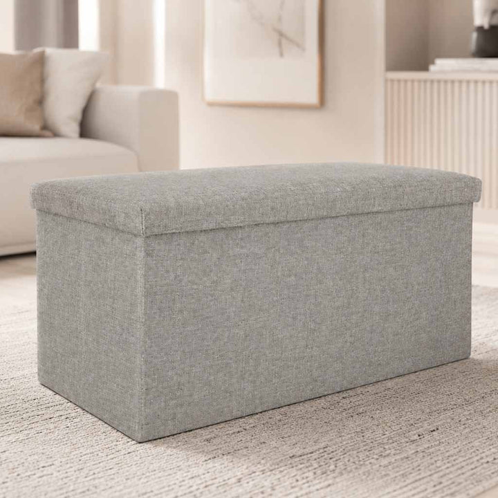 Sammenklappelig puf med opbevaringsrum grå stor 76x38x38cm