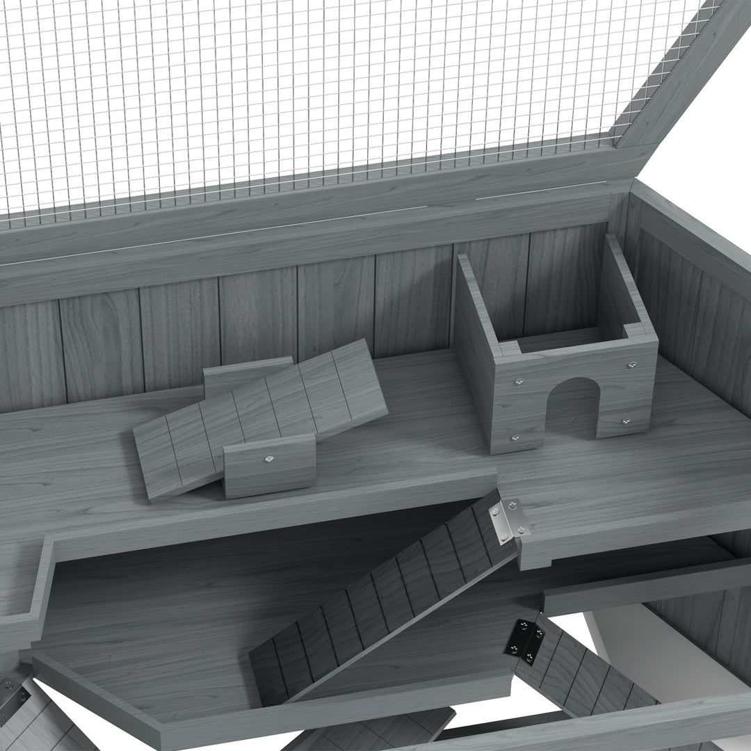 Hamsterbur, 3 niveauer, aftagelig bakke, træ/metal, 115x60x55 cm