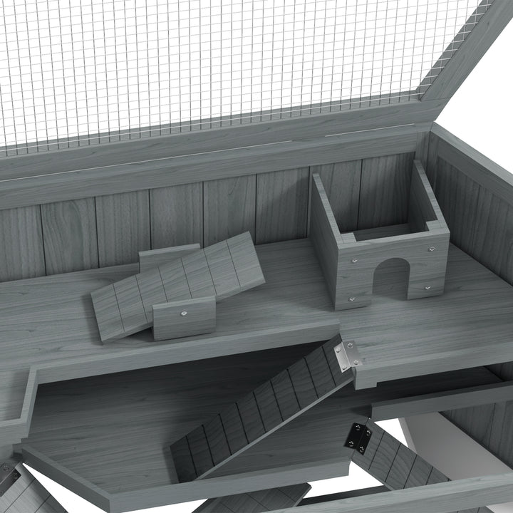 Hamsterbur, 3 niveauer, aftagelig bakke, træ/metal, 115x60x55 cm