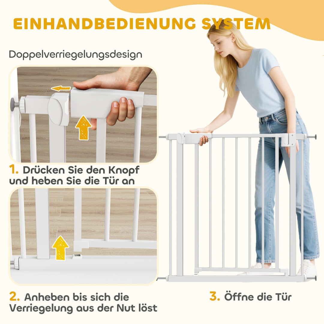 Trappeport, barriereport uden boring, med automatisk lukning til børn, køkken, trappe, 76-82 x 76 cm, hvid