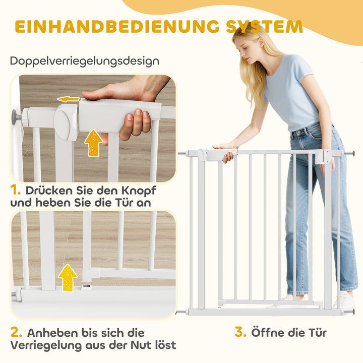Trappeport, barriereport uden boring, med automatisk lukning til børn, køkken, trappe, 76-82 x 76 cm, hvid