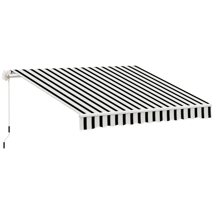 Markise, solafskærmning, udtrækkelig, med håndsving, metalramme, polyester, blå+hvid, 3,95 x 2,45 x 3,50 m