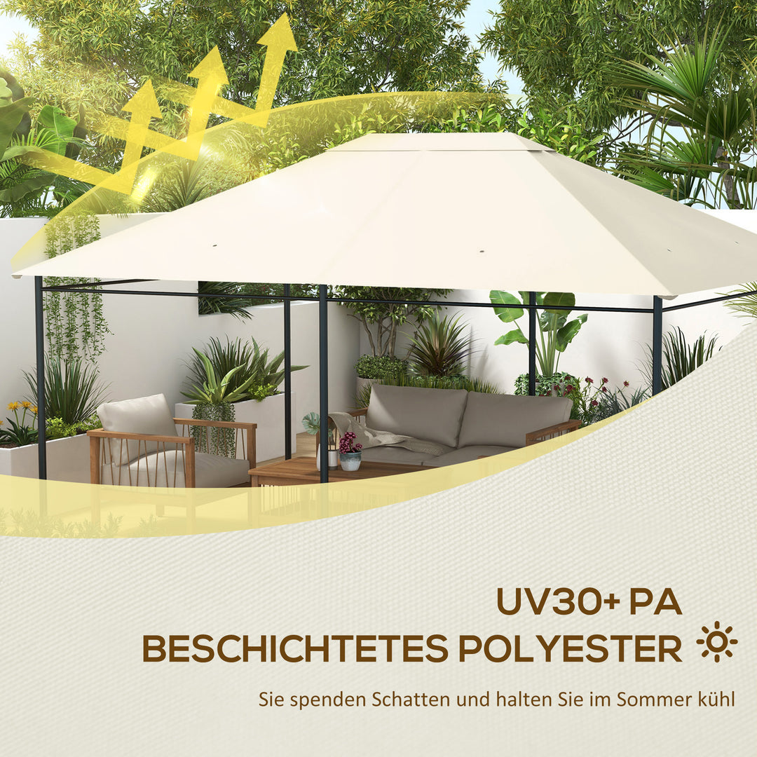 Udskiftningstag til pavillon/lysthusbaldakin, vejrbestandig, 397 x 297 cm, cremefarvet