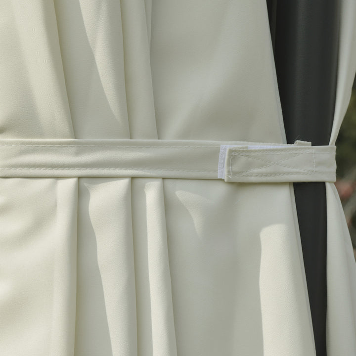 Dobbelt parasol hængeparasol dobbelt parasol med håndsving justerbar haveparasol solbeskyttelse metal cremehvid 440 x 270 x 250 cm