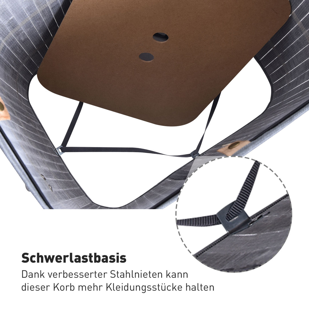 Slim vasketøjskurv med låg 72l vasketøjskurv med håndtag, aftagelig vasketøjspose, vasketøjsboks til vaskerum, soveværelse, badeværelse, grå