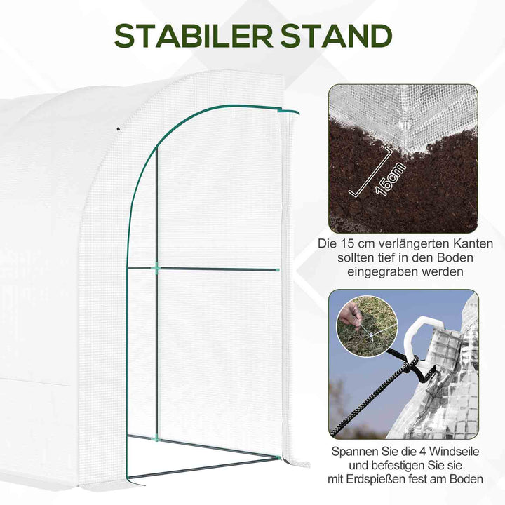 Greenhouse havedrivhus med plastikdæksel uv-bestandig 3-lags lynlåsdøre hvid