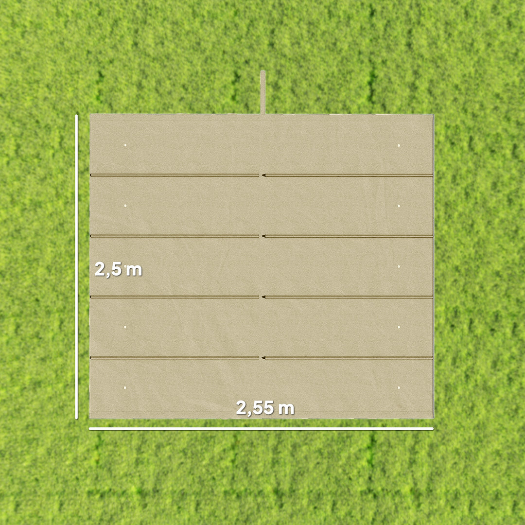 Udskiftningstag til 3 x 3 m pergola, udtrækkeligt, med drænhuller til regnvand, vejrbestandigt, polyester, beige, 250 x 255 cm