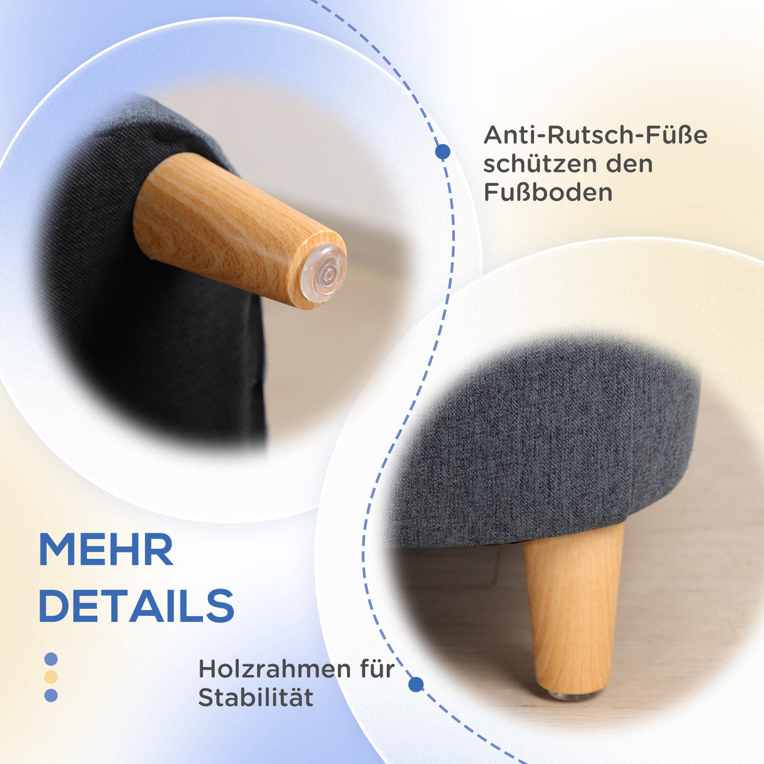 Hundesofa, kæledyrssofa, kattesofa, hundeseng til mellemstore og store hunde, hundesofa med forhøjet design, hundestol med træben, mørkegrå, 95 x 63 x 39 cm