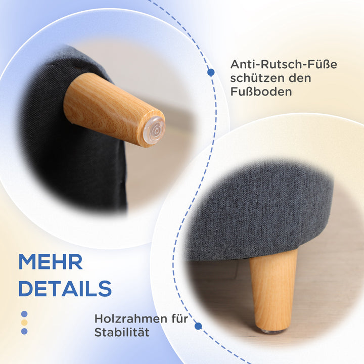 Hundesofa, kæledyrssofa, kattesofa, hundeseng til mellemstore og store hunde, hundesofa med forhøjet design, hundestol med træben, mørkegrå, 95 x 63 x 39 cm