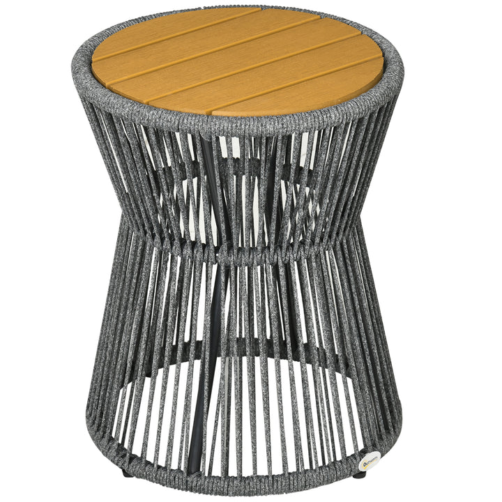 Havebord i bohemestil, vejrbestandigt, PE-rattan, 39 cm x 39 cm x 49 cm, sort + natur