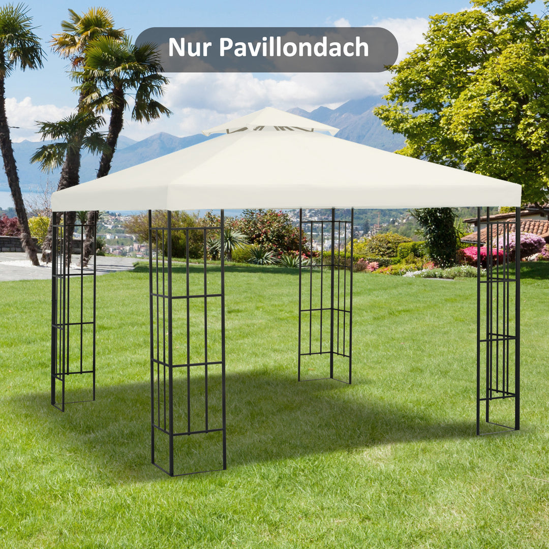Udskiftningstag til pavillon 3x3m vandafvisende pavillontag til metalpavillon pavillon udskiftningstag havepavillon festtelt havetelt polyester cremehvid